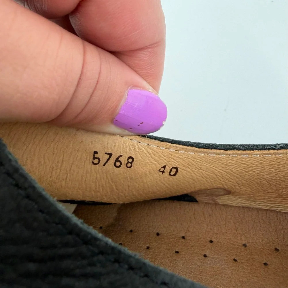 El Naturalista 5768 Black Nubuck Leather Mary Jane Flats Women Size 40